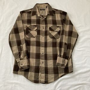 Vintage 90s Northwest Territory Tan Plaid Flannel Men’s M - Grunge Gorpcore PNW